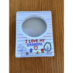 Vintage 90s I Love My Grandpa Ceramic Picture Frame‎ Russ 4"W x 5" H